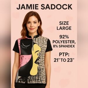 Jamie Sadock Abstract Face Zip Shirt – Size Large (Rare Print)